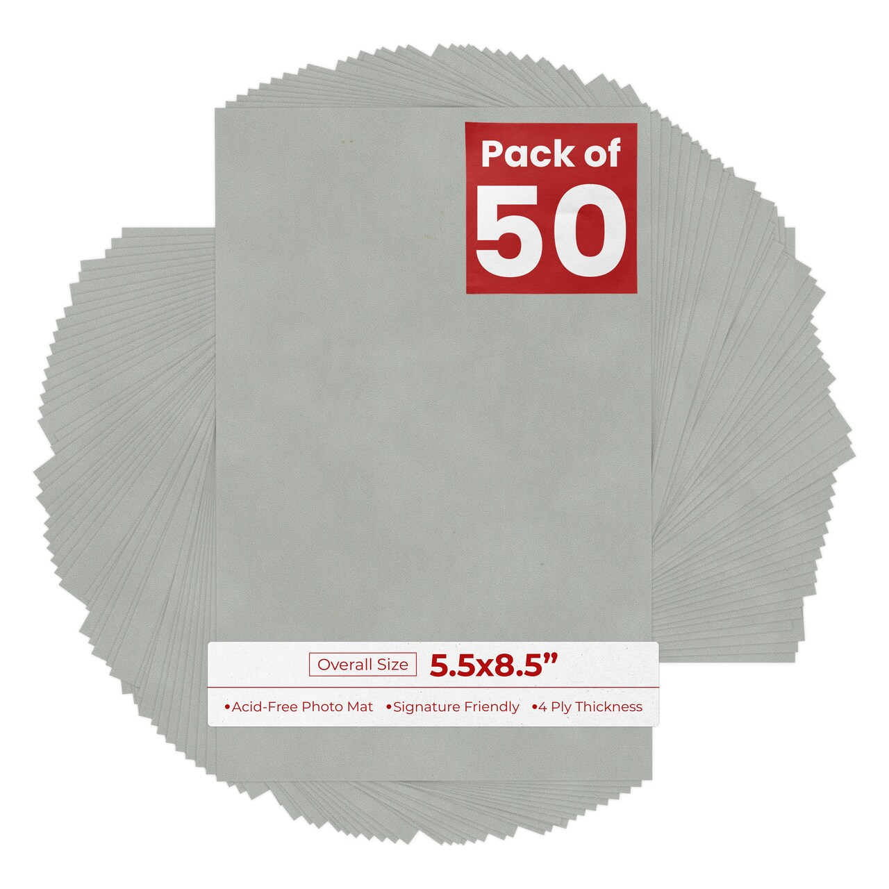 Light Grey Suede 5.5x8.5 Uncut Mat Board - Blank Sheets, No Opening